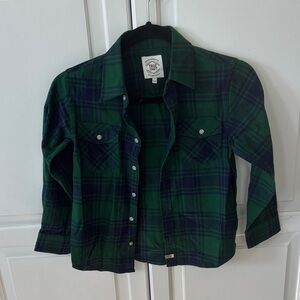 The Children's Place Green and Blue Plaid Button Down Shirt